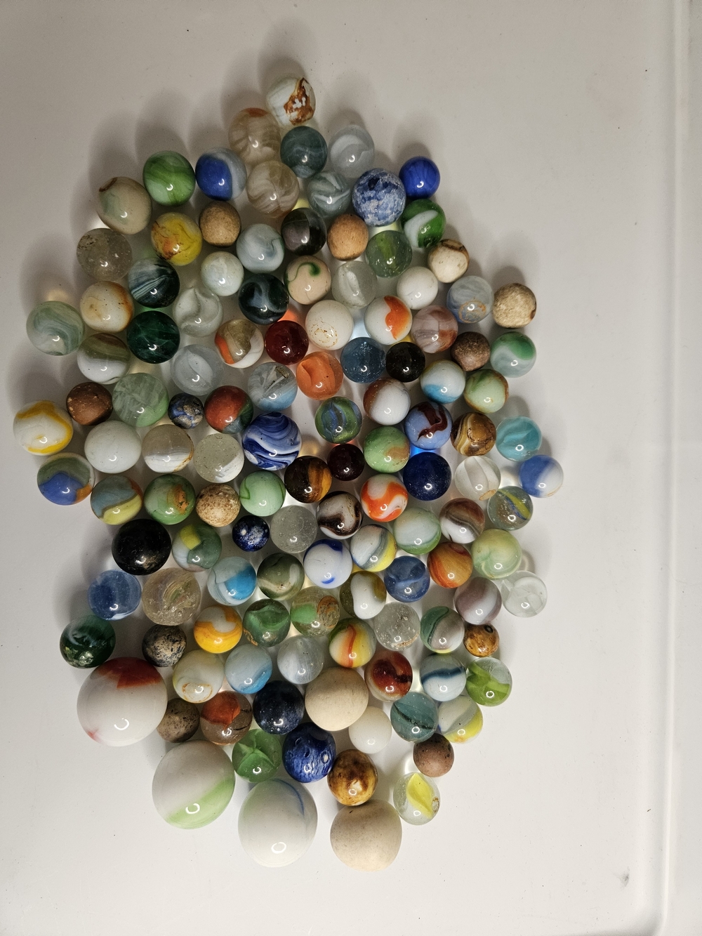 Vintage Mixed Glass & Clay Marble Lot - Assorted Multicolor Set